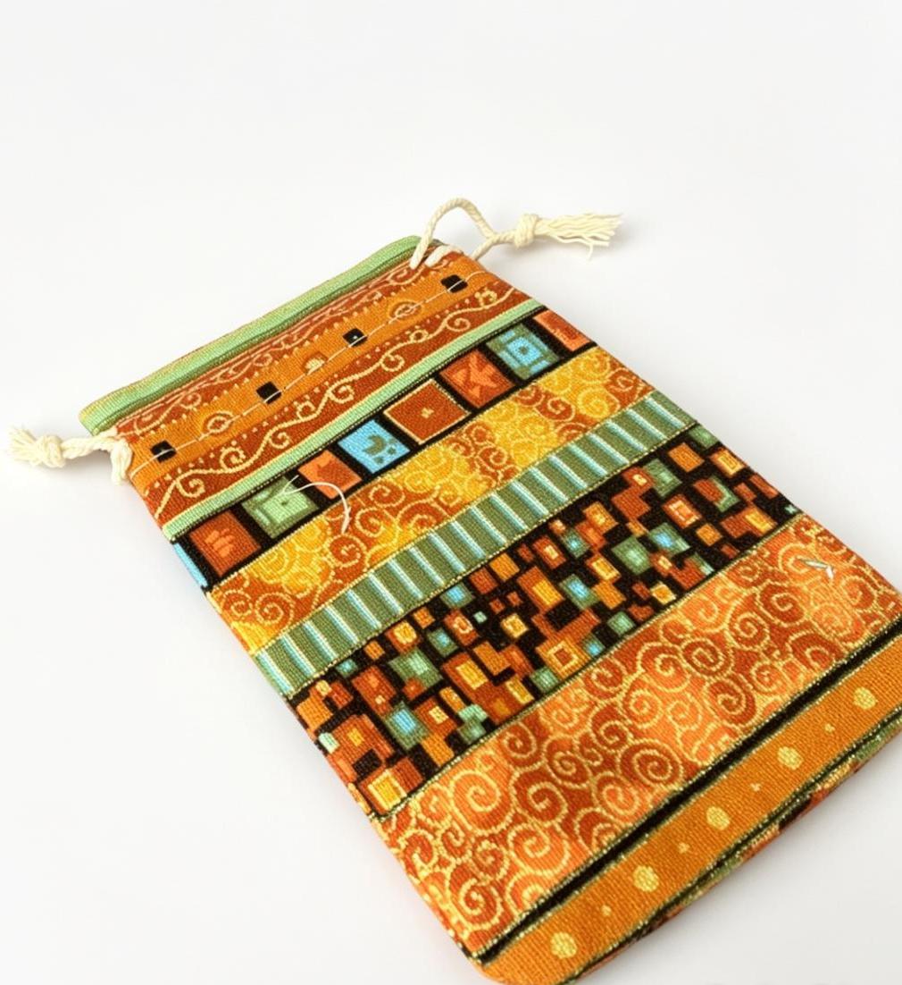 <span style="font-family:'macondo swash caps';font-size: 48px;color: #ffffff">Egyptian/Ethnic style drawstring Jute Pouch (Red, Gold, Blue or Pink)</scan> - Image 2