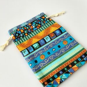 <span style="font-family:'macondo swash caps';font-size: 48px;color: #ffffff">Egyptian/Ethnic style drawstring Jute Pouch (Blue)</scan>