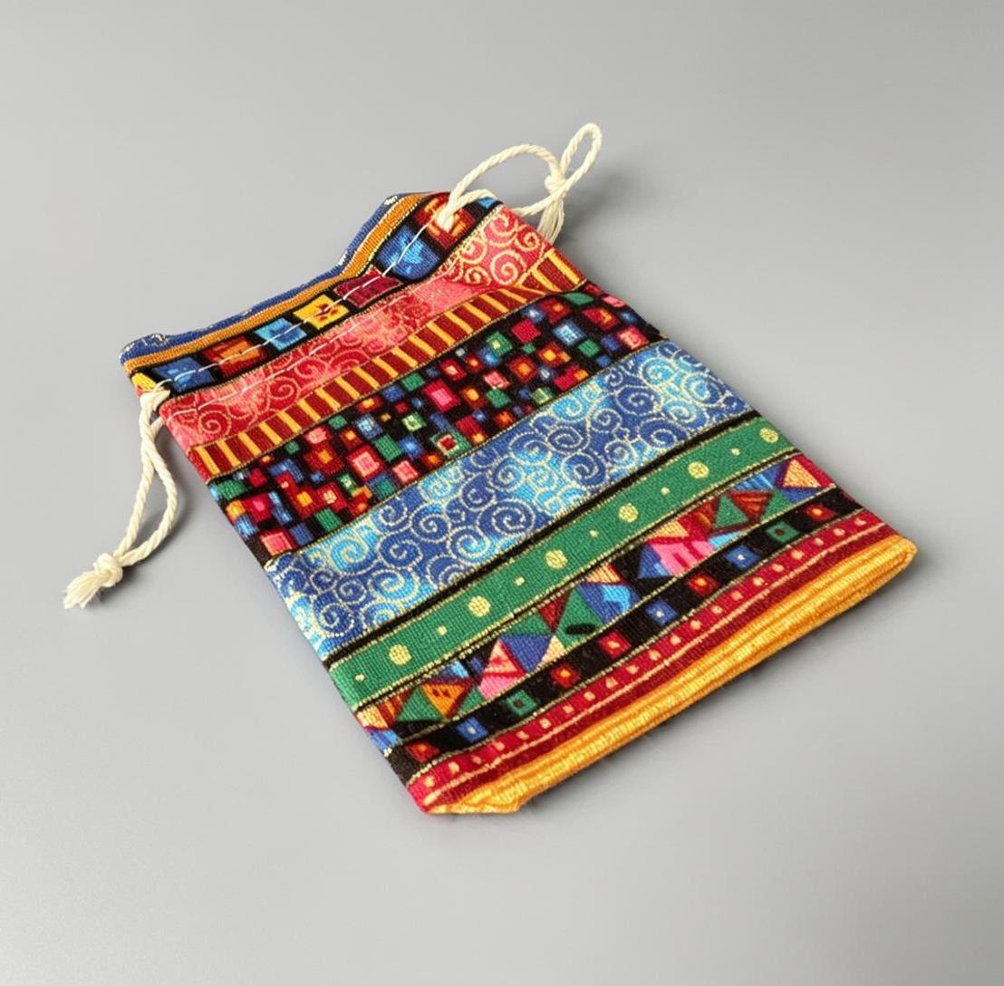 <span style="font-family:'macondo swash caps';font-size: 48px;color: #ffffff">Egyptian/Ethnic style drawstring Jute Pouch (Red, Gold, Blue or Pink)</scan> - Image 5